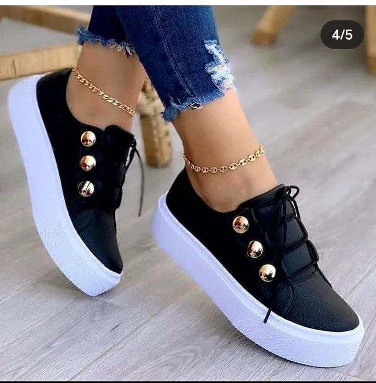 Casual Lace-Up Rivet Flats Women's Sneakers