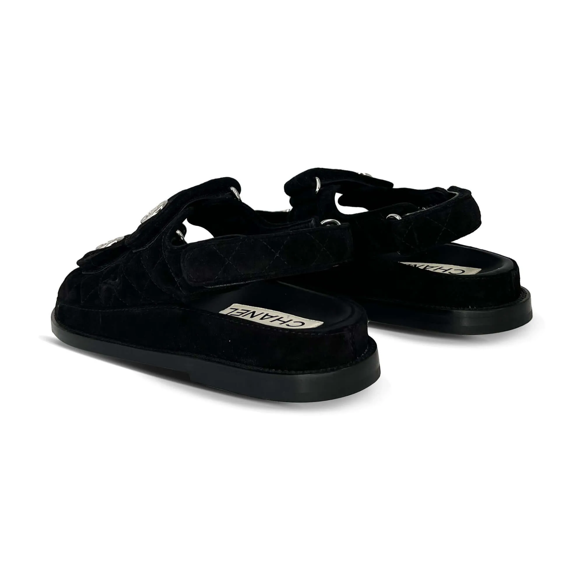 Chanel dad suede sandals black