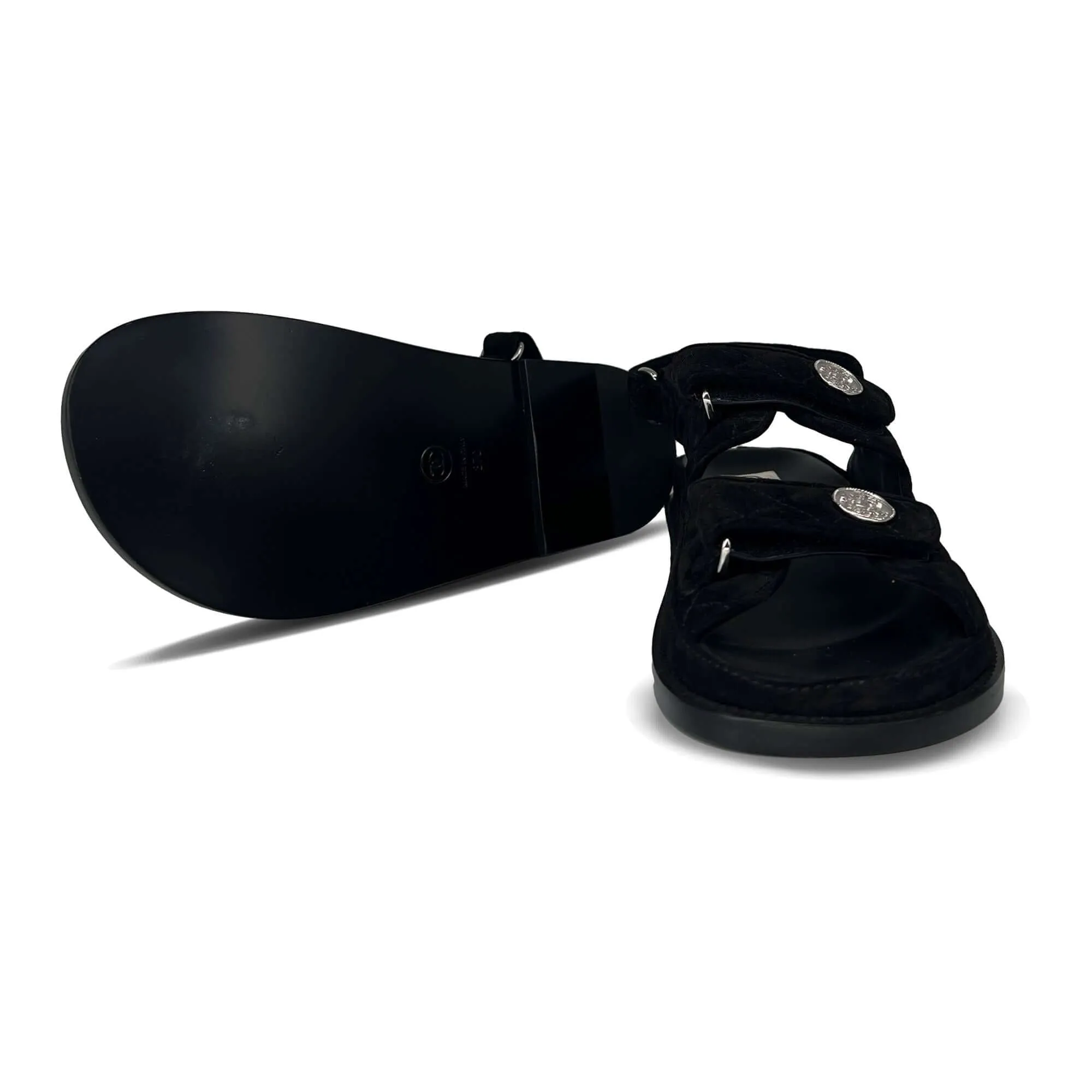 Chanel dad suede sandals black