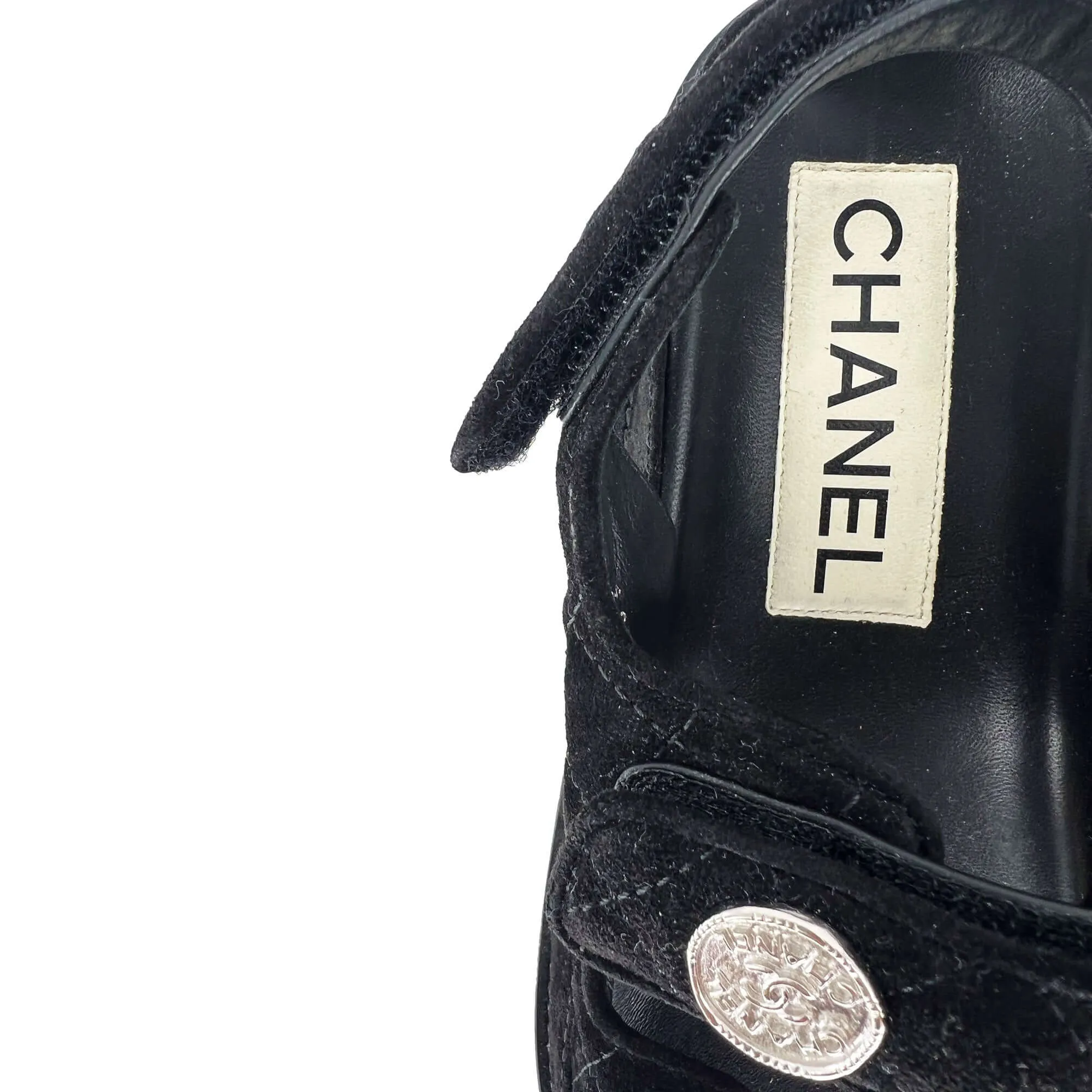 Chanel dad suede sandals black