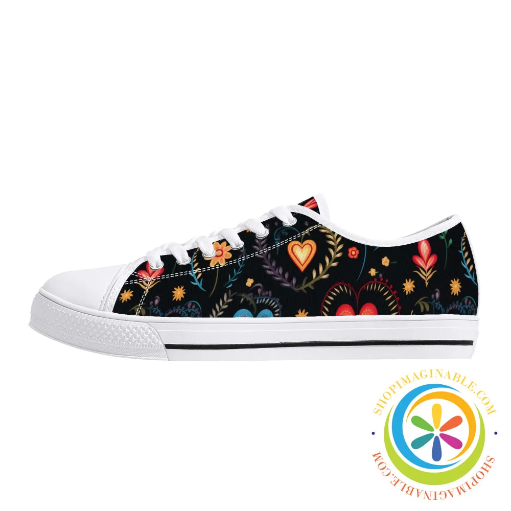 Cherished Blooms Ladies Low Top Canvas Shoes