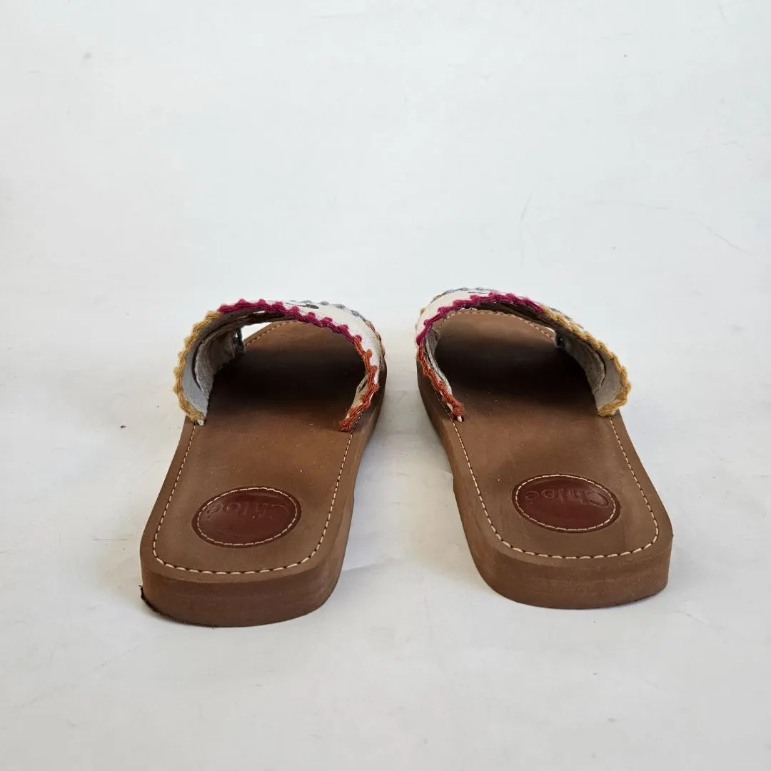 Chloe Woody canvas slides, 38