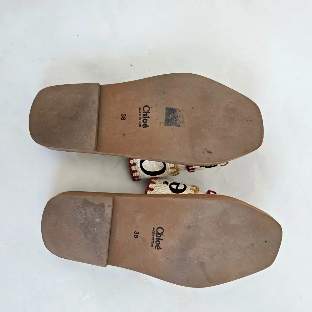 Chloe Woody canvas slides, 38