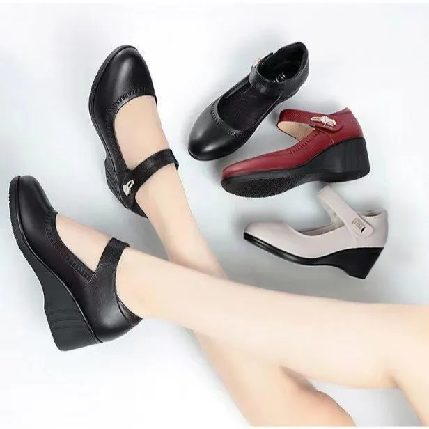 Classic low wedge heel casual shoes