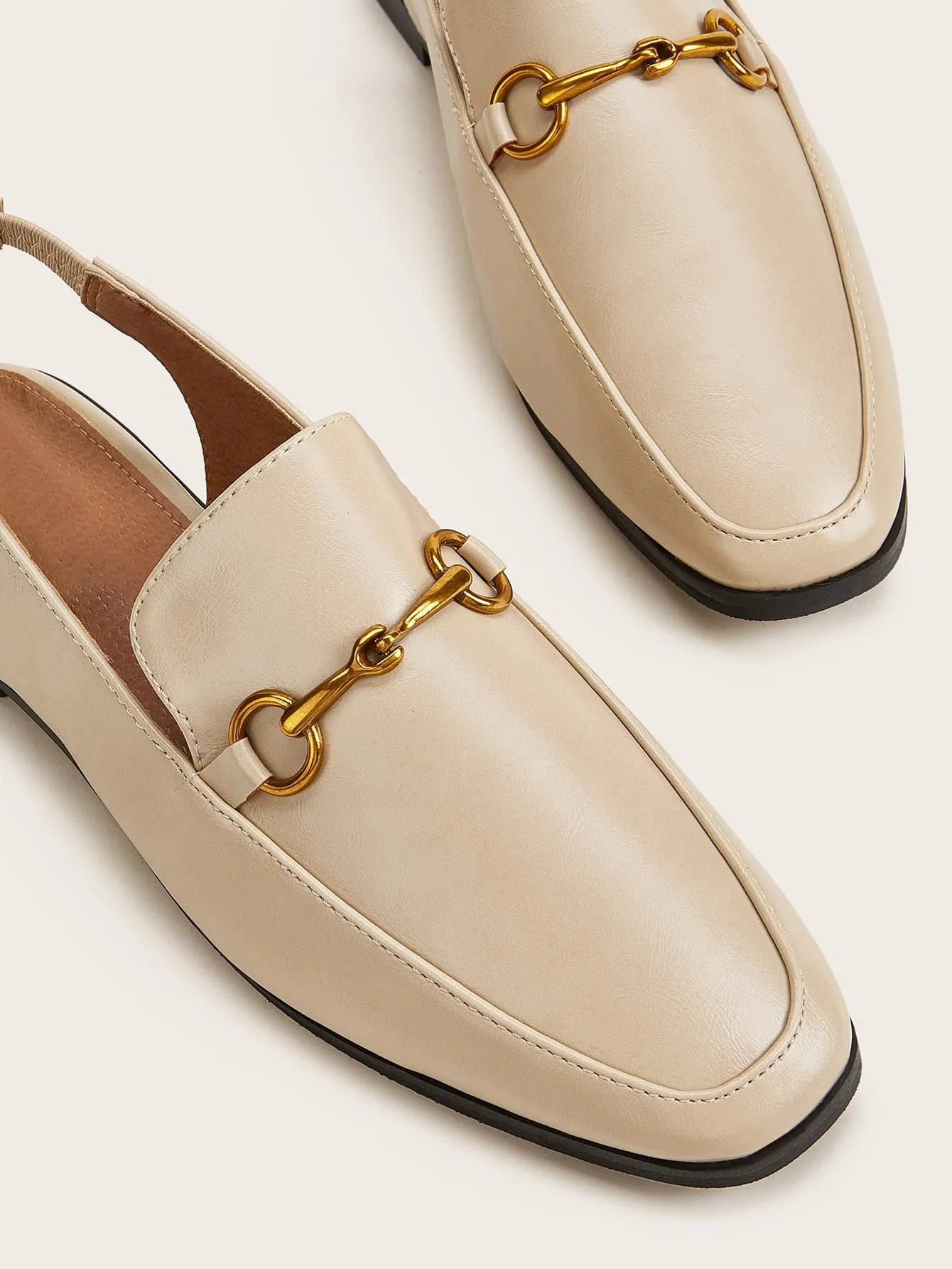 Elegant Square Toe Slingback Loafers