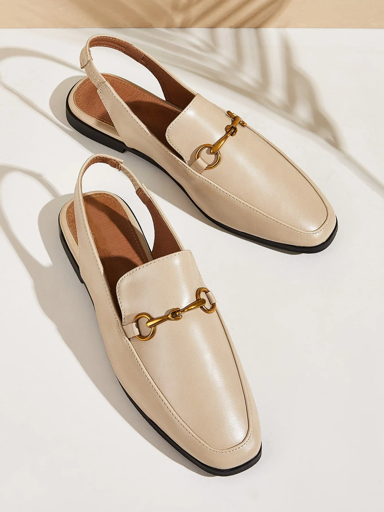 Elegant Square Toe Slingback Loafers