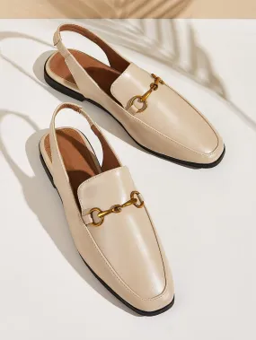 Elegant Square Toe Slingback Loafers