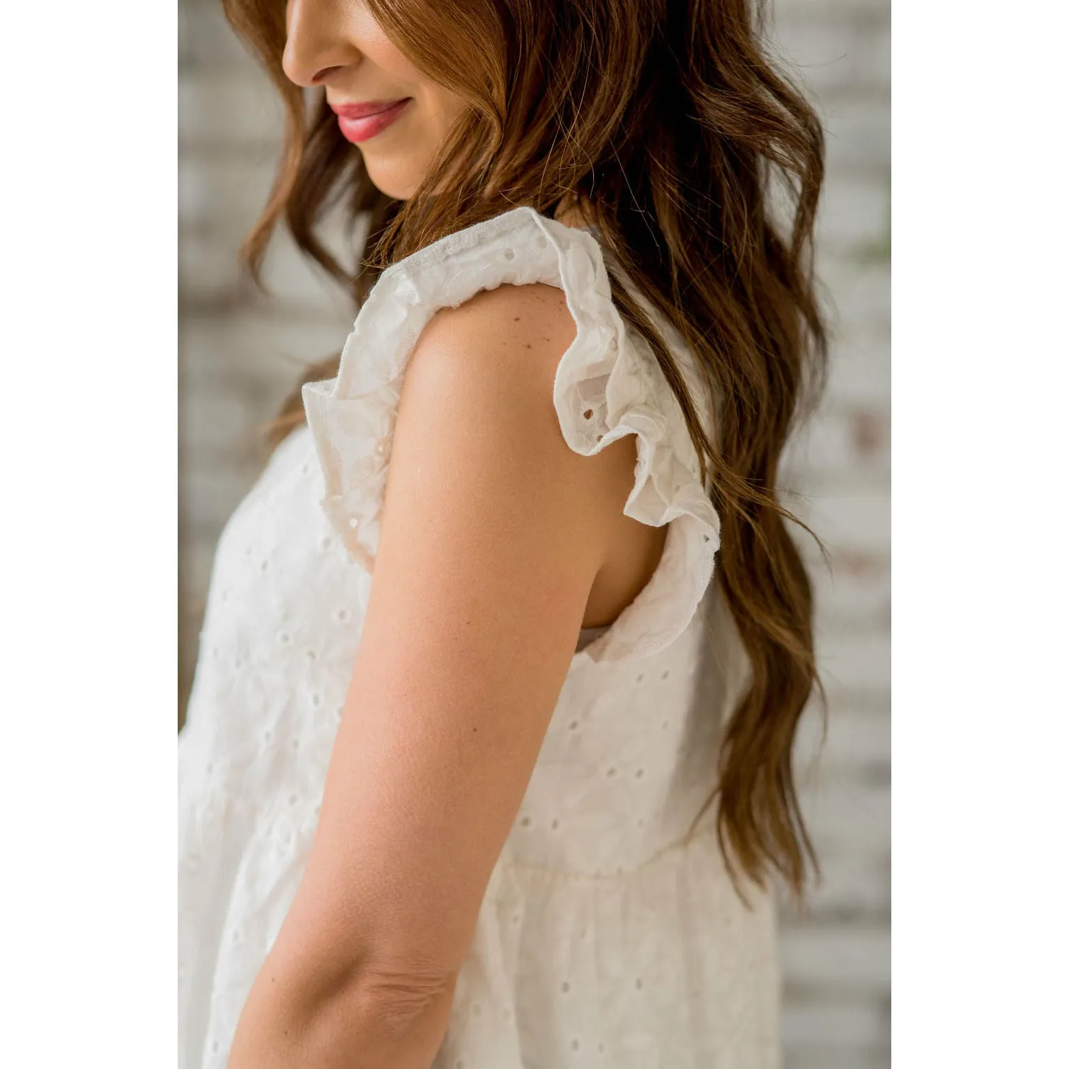 Eyelet Double Flutter Dress