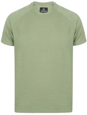 Huron Ribbed Crew Neck T-Shirt in Sage Green