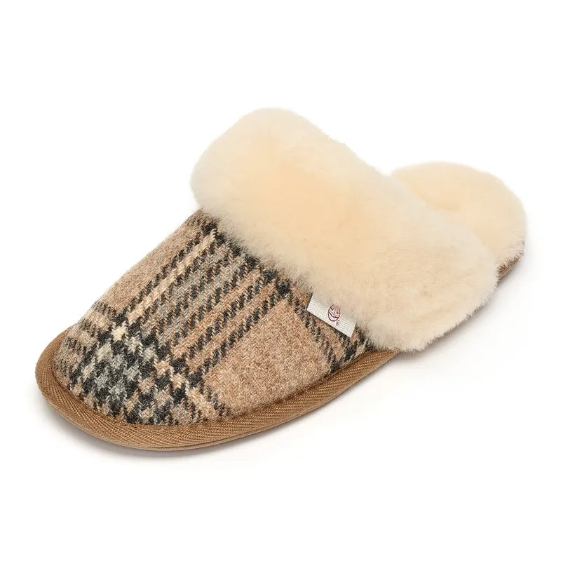 Kate - Harris Tweed Mule - Nutmeg Check