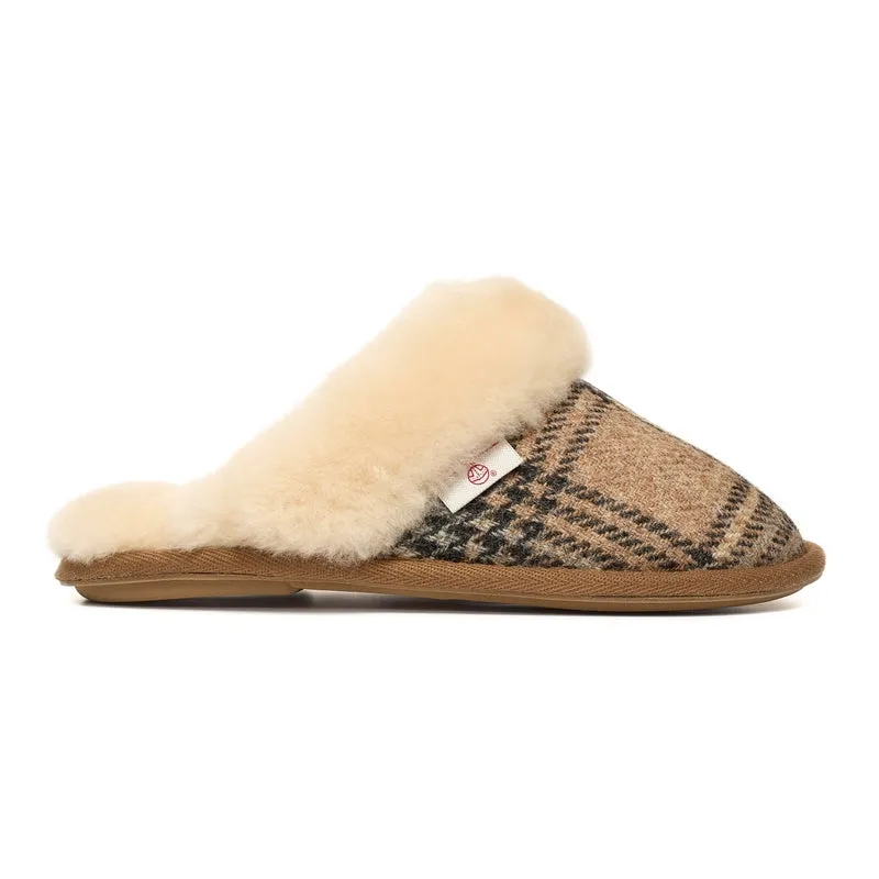 Kate - Harris Tweed Mule - Nutmeg Check