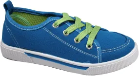 kids blue w/green laces canvas sneaker (11-3) Case of 18