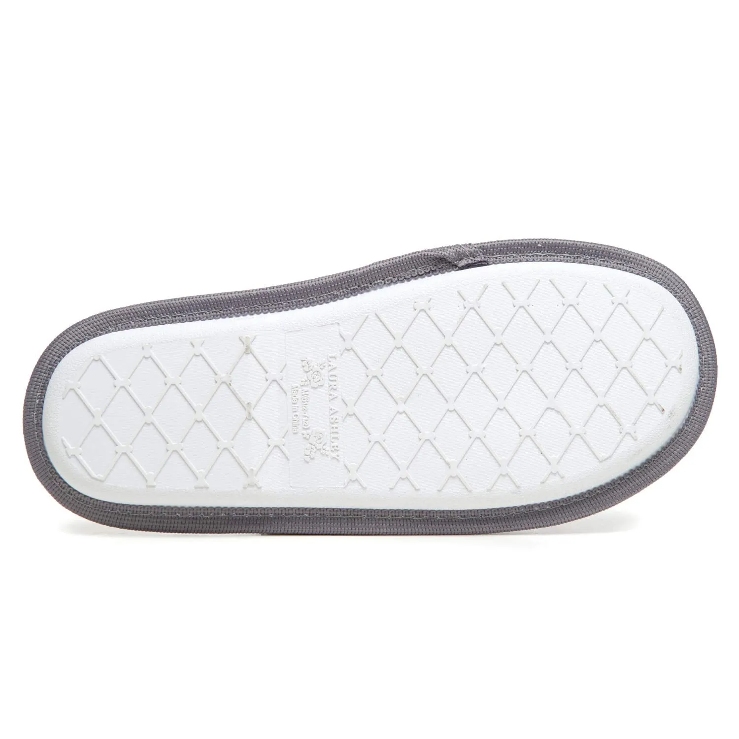 Laura Ashley Ladies Terry Scuff Slipper with Bow, Grey, Small
