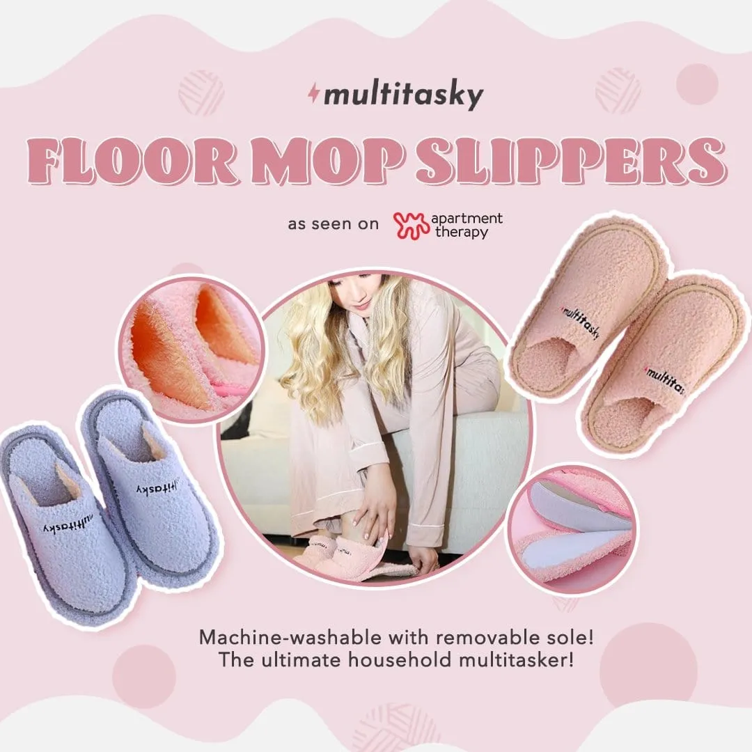 Multitasky Women's Floor Mop Slippers with Removable Sole