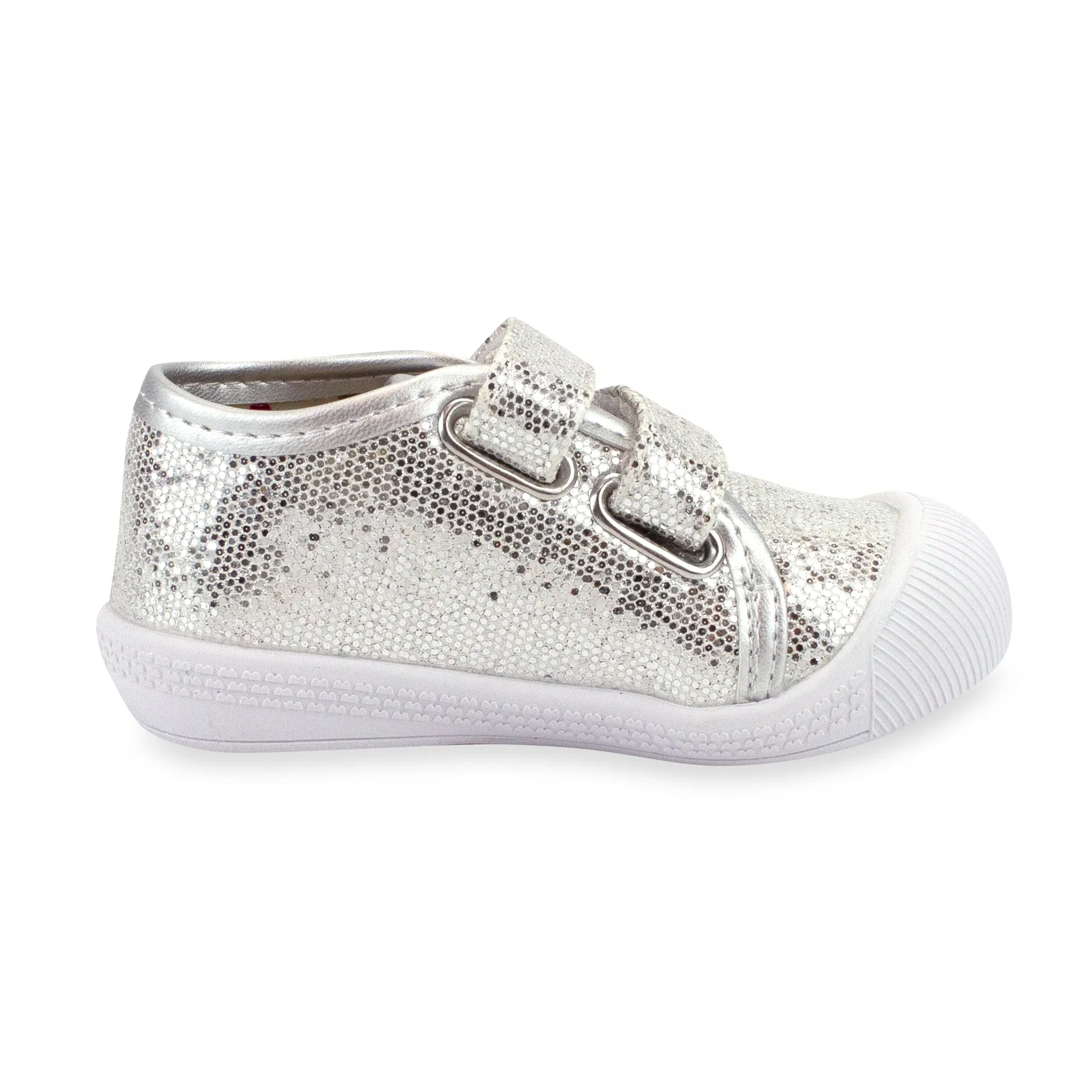 Nina Double V Baby Shoe - Silver Sparkle