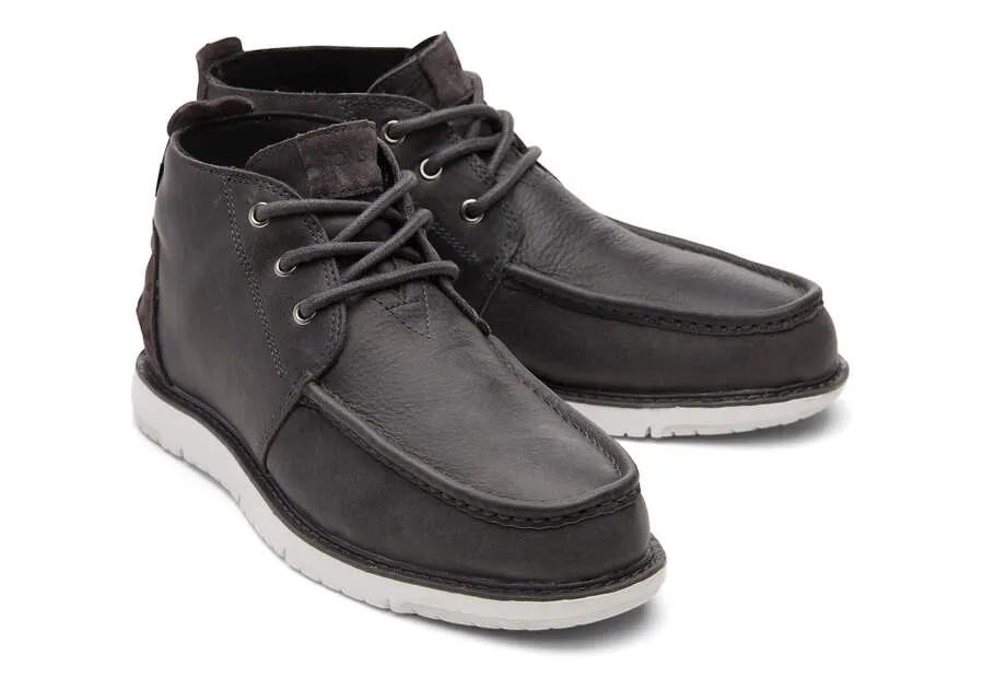 TOMS Mens Navi Moc Chukka Leather Waterproof Boot - Smoke Grey