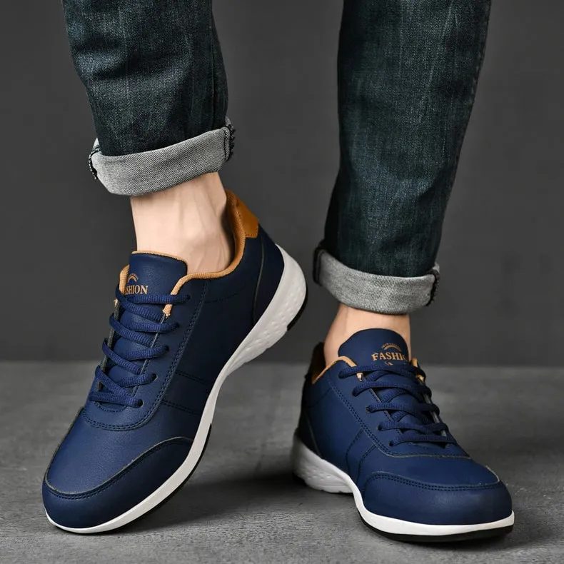 Waterproof Leather Stylish Quality Lightweight Sneakers Shoes Unisex Runners Trainers