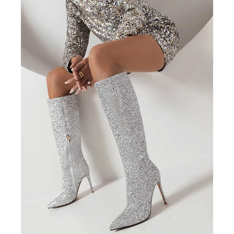 Women's Glitter Knee Hight Boots