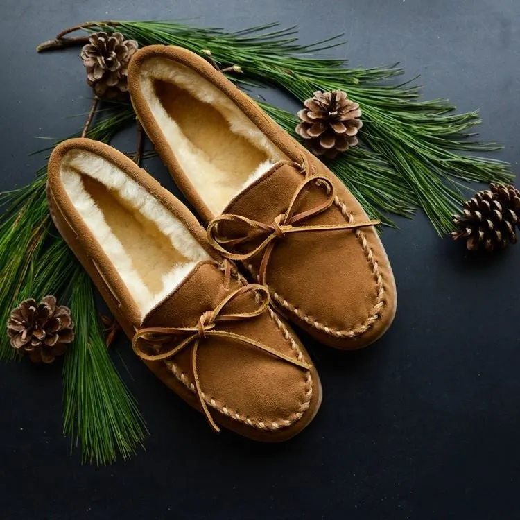 Women's Sheepskin Hardsole Moccasin in Tan