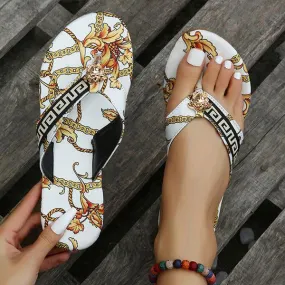 Women's Vintage Pattern Fashion Beach Flip Flops 83377428C