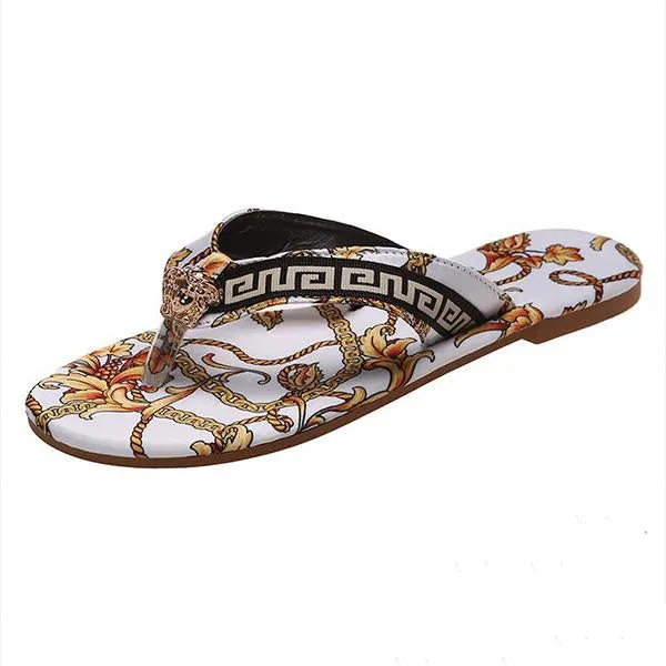 Women's Vintage Pattern Fashion Beach Flip Flops 83377428C