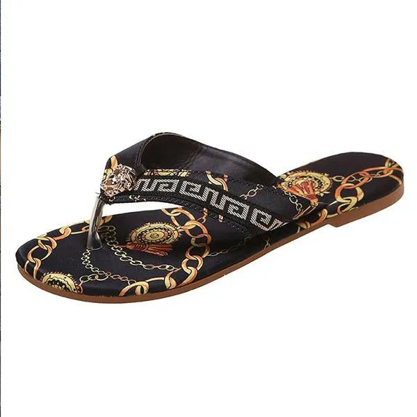 Women's Vintage Pattern Fashion Beach Flip Flops 83377428C