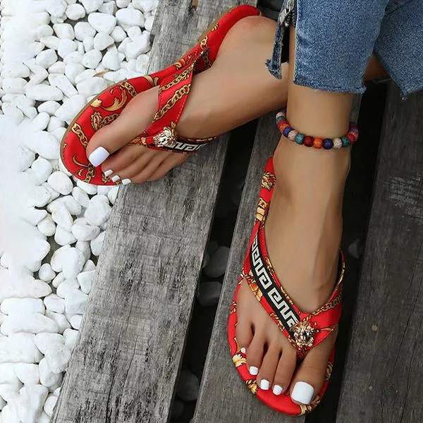 Women's Vintage Pattern Fashion Beach Flip Flops 83377428C